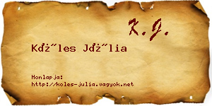 Köles Júlia névjegykártya